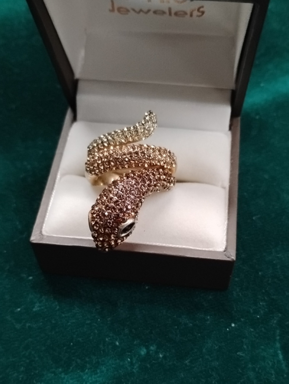 Crystal Pave Snake Wrap Ring